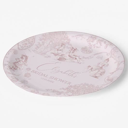 モダンでおしゃれなトワルドジューイ・ピクニック ブライダルシャワー ペーパープレート (アングル)