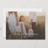 モダンでおしゃれなネイビーブルーの写真オーバーレイクリスマスニュース シーズンカード (正面)