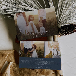 モダンでおしゃれなネイビーブルーの写真オーバーレイクリスマスニュース シーズンカード