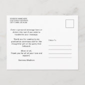 モダンでおしゃれなネイビーブルーの3枚写真 卒業おめでとうカード ポストカード (裏面)