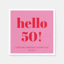 モダンでおしゃれなピンクとレッドの50歳の誕生日