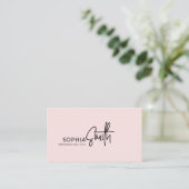 モダンでおしゃれなピンクの手書きスクリプト 名刺 (スタンド正面)