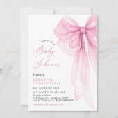 モダンでおしゃれなピンクの蝶ネクタイ ベイビーシャワー 招待状 (正面)