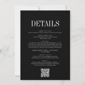 モダンでおしゃれなブラックとホワイトのQRコード結婚式招待状 招待状 (裏面)