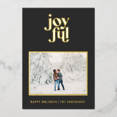 モダンでおしゃれなブラックの写真ホリデーカード 箔シーズンカード (正面)