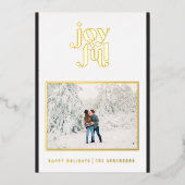 モダンでおしゃれなブラックの写真ホリデーカード 箔シーズンカード (正面)