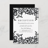 モダンでおしゃれなブラックレースのフォーマルな結婚式の受付カード エンクロージャーカード (正面/裏面)