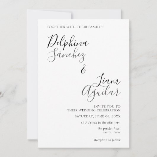 モダンでおしゃれなブラック＆グレーのウェディング招待状 招待状 (正面)