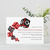 モダンでおしゃれなブラック・レッド・ホワイトのカジノ・ベガス・ウェディング 招待状 (スタンド正面)