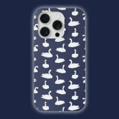 モダンでおしゃれなブルーの白鳥柄のスマホケース iPhoneケース