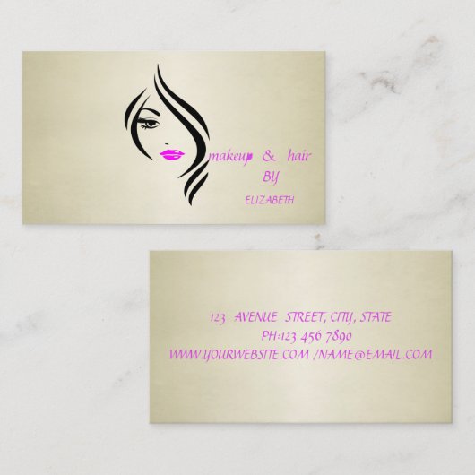 モダンでおしゃれなプロフェッショナル - メイク＆ヘア 名刺 (正面/裏面)