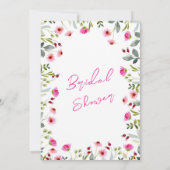 モダンでおしゃれなボヘミアンスタイルの鮮やかなワイルドフラワーの結婚前お披露目パーティー 招待状 (裏面)