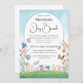 モダンでおしゃれなボヘミアンスタイルの鮮やかな花 招待状 (正面/裏面)