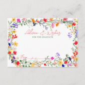 モダンでおしゃれなボヘミアンワイルドフラワーの卒業アドバイス エンクロージャーカード (正面)