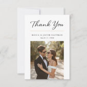 モダンでおしゃれなミニマリスト2枚の写真の結婚式 サンキューカード (正面)
