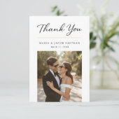 モダンでおしゃれなミニマリスト2枚の写真の結婚式 サンキューカード (スタンド正面)