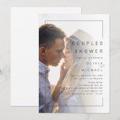 モダンでおしゃれなミニマルな写真付きカップルシャワー 招待状 (正面/裏面)