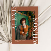 モダンでおしゃれなミニマルデザインの3枚写真卒業式招待状