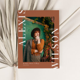 モダンでおしゃれなミニマルデザインの3枚写真卒業式招待状 招待状