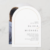 モダンでおしゃれなミニマルフォトアーチウェディング 招待状 (正面/裏面)