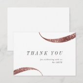モダンでおしゃれなミニマルローズゴールドグリッター サンキューカード (正面/裏面)