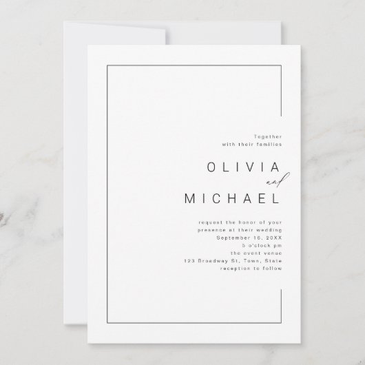 モダンでおしゃれなミニマル写真ウェディング招待状 招待状 (正面)