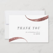 モダンでおしゃれなミニマル ローズゴールド グリッター サンキューカード (正面)