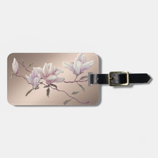 モダンでおしゃれなモクレンの花 ラゲッジタグ (正面横)