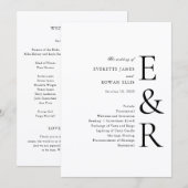 モダンでおしゃれなモノグラムのミニマリスト結婚式 プログラム (正面/裏面)