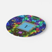 モダンでおしゃれなモノグラムパターン ウインターパーティー ペーパープレート (アングル)