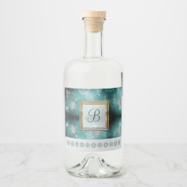 モダンでおしゃれなモノグラムパターン | スノーパーティー #3 リキュールボトルラベル