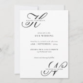 モダンでおしゃれなモノグラム ブラック＆ホワイトの結婚式 招待状 (正面)