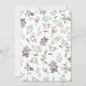 モダンでおしゃれなラベンダー パープル フラワーズ ウェディング 招待状 (裏面)