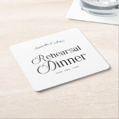 モダンでおしゃれなリハーサルディナー スクエアペーパーコースター (アングル)