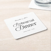 モダンでおしゃれなリハーサルディナー スクエアペーパーコースター (アングル)