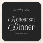 モダンでおしゃれなリハーサルディナー スクエアペーパーコースター (正面)