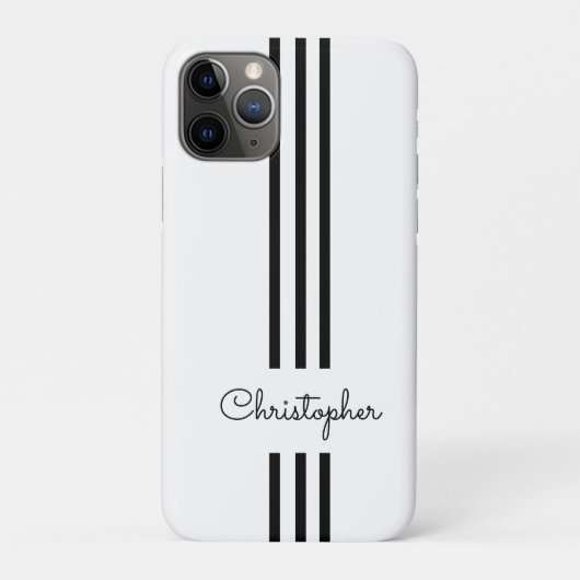 モダンでおしゃれなレーシングストライプのイニシャル入り Case-Mate iPhoneケース (裏)