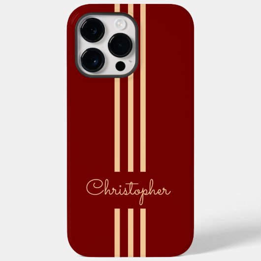 モダンでおしゃれなレーシングストライプのイニシャル入り Case-Mate iPhoneケース (裏面)