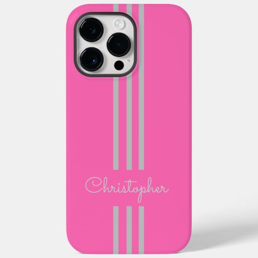 モダンでおしゃれなレーシングストライプのイニシャル入り Case-Mate iPhoneケース (裏面)