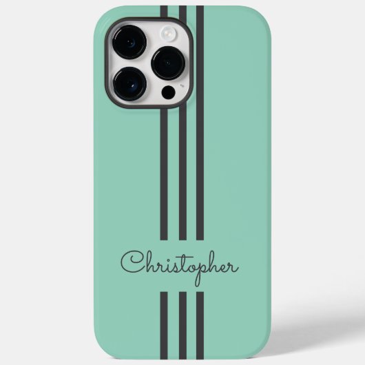 モダンでおしゃれなレーシングストライプのイニシャル入り Case-Mate iPhoneケース (裏面)