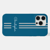 モダンでおしゃれなレーシングストライプのイニシャル入り iPhoneケース (裏面横)