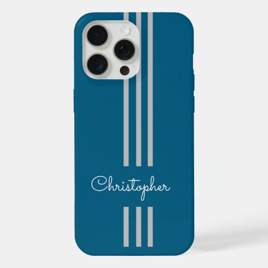 モダンでおしゃれなレーシングストライプのイニシャル入り iPhoneケース (裏面)