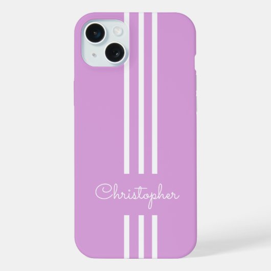 モダンでおしゃれなレーシングストライプのイニシャル入り iPhoneケース (裏面)