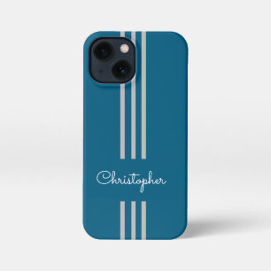 モダンでおしゃれなレーシングストライプのイニシャル入り iPhone 13 MINIケース