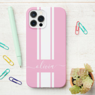 モダンでおしゃれなレーシングストライプのイニシャル入り iPhone 12 PRO MAXケース