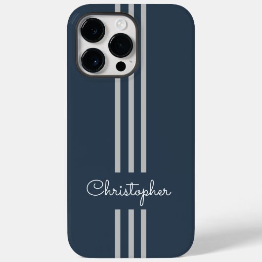 モダンでおしゃれなレーシングストライプのモノグラム Case-Mate iPhoneケース (裏面)