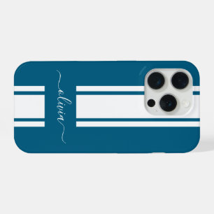 モダンでおしゃれなレーシングストライプのモノグラム iPhone 15 PROケース