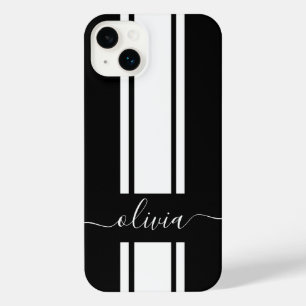 モダンでおしゃれなレーシングストライプのモノグラム iPhone 14 PLUSケース
