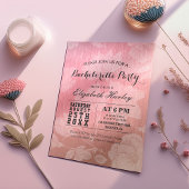 モダンでおしゃれなローズゴールドの花の独身最後の女友達パーティー 招待状