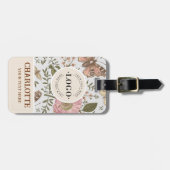 モダンでおしゃれなワイルドフラワーのボタニカル フローラル モノグラム ラゲッジタグ (正面横)